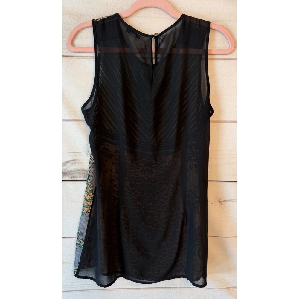 Cabi Womens Mixed Media Sleeveless Top Style 565 Animal Print Stripe Multi Small - Picture 6 of 6